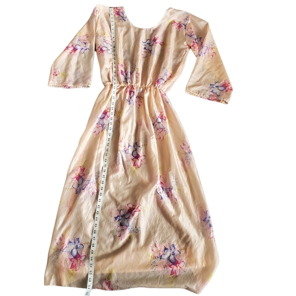 Vintage 70s Handmade Semi Sheer Floral Bluson Mumu Caftan Housedress - Picture 6 of 8